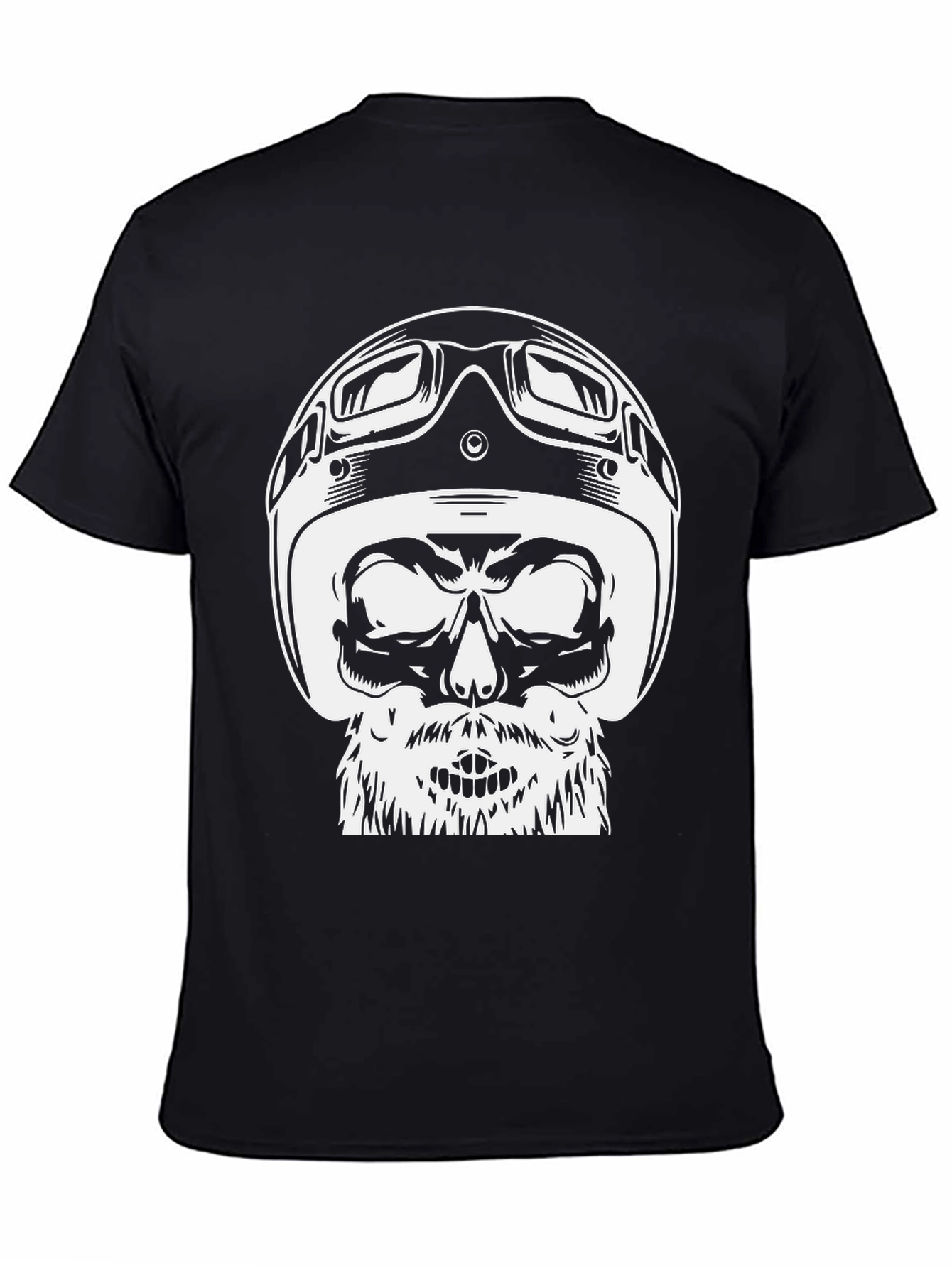 Skull Helmet Graphic Tee - Black Cotton T-Shirt