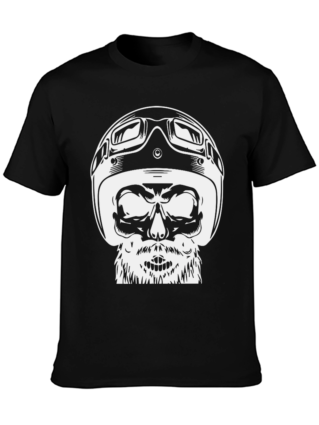 Skull Helmet Graphic Tee - Black Cotton T-Shirt