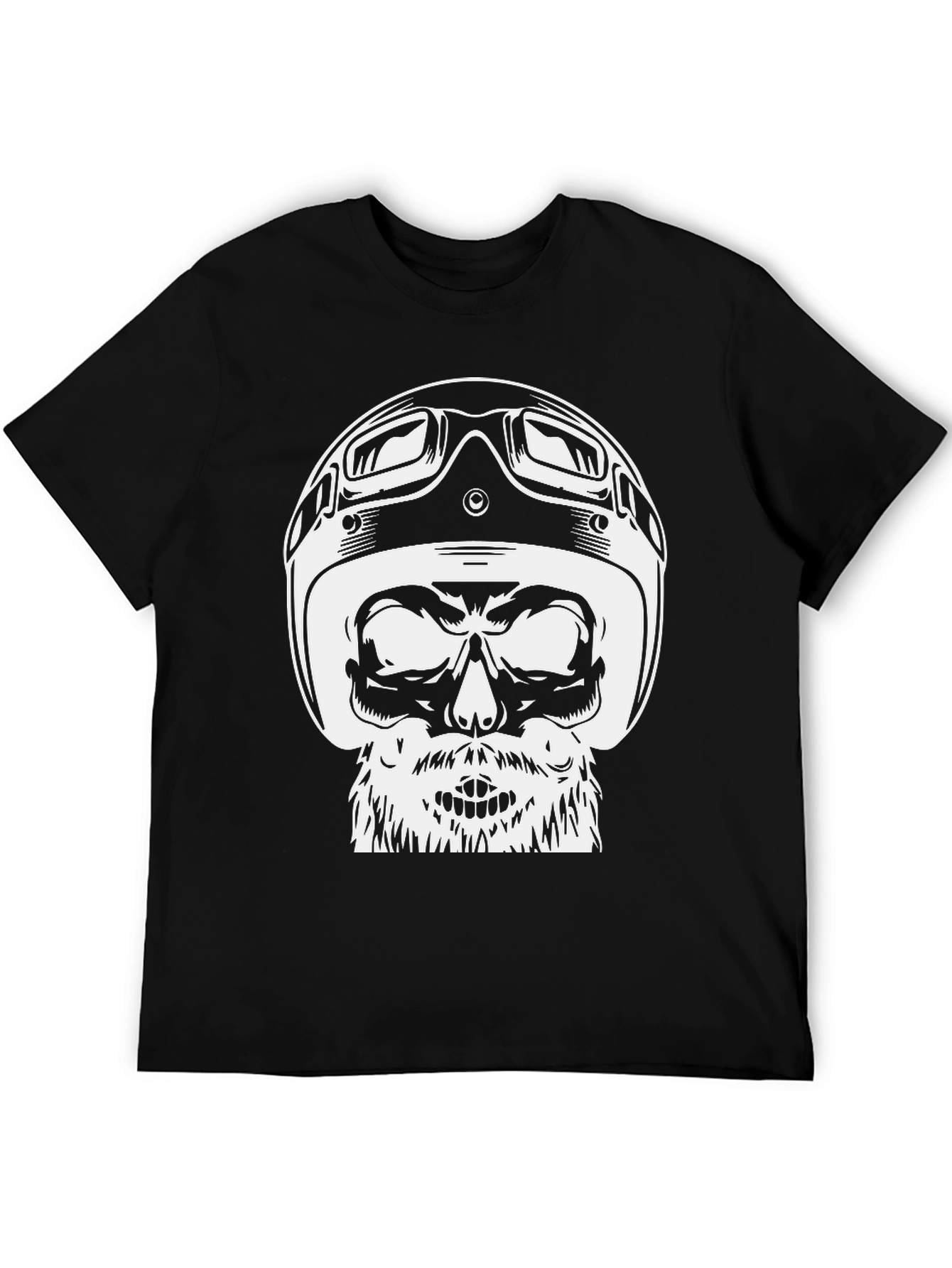 Skull Helmet Graphic Tee - Black Cotton T-Shirt