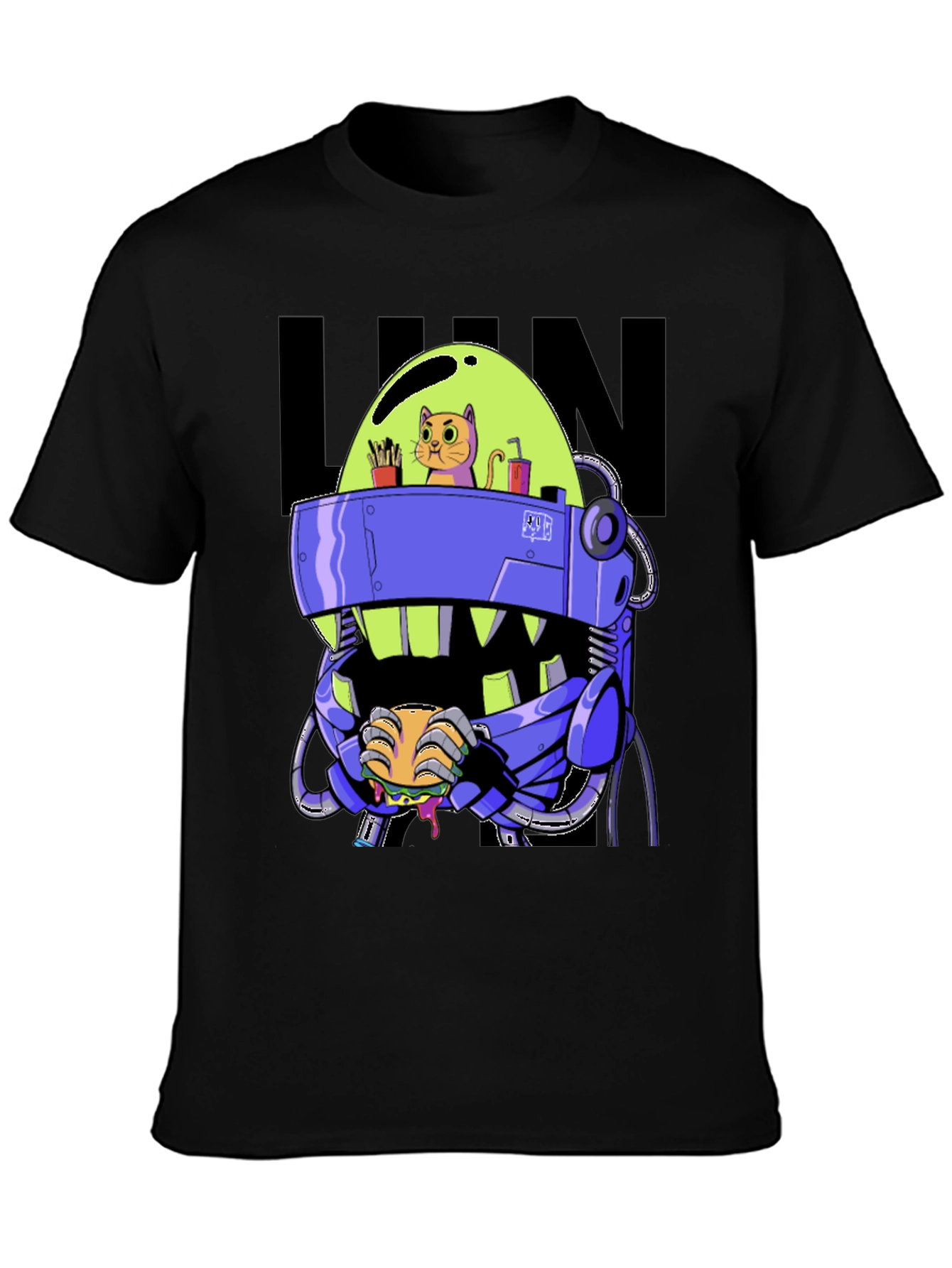 Robo Cat T-Shirt - Sci-Fi Burger Lover
