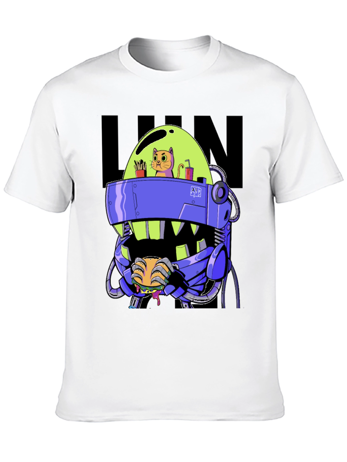 Robo Cat T-Shirt - Sci-Fi Burger Lover