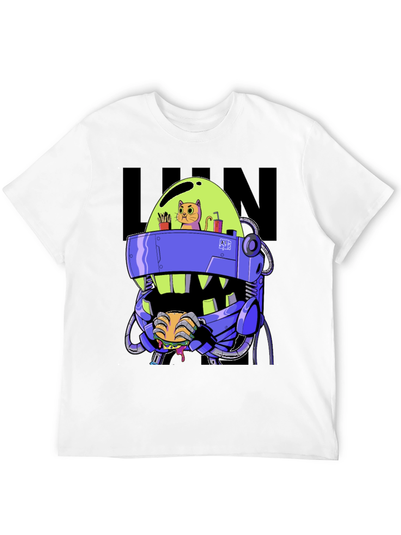 Robo Cat T-Shirt - Sci-Fi Burger Lover