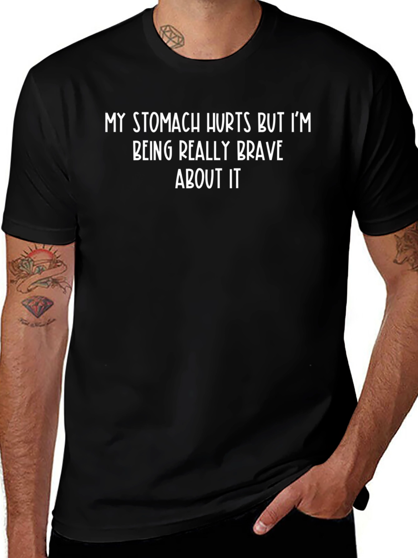 Funny Stomach Ache Brave Humor T-Shirt
