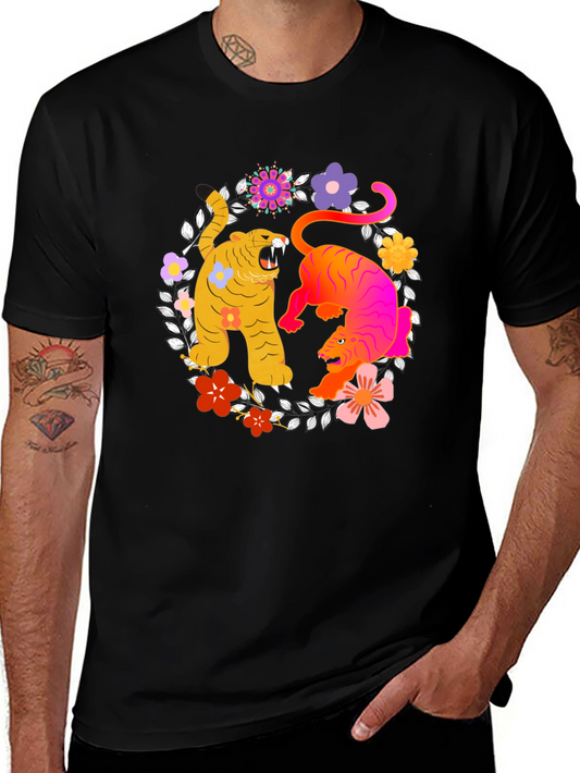 Tiger Floral Graphic Tee - Stylish Unisex Shirt