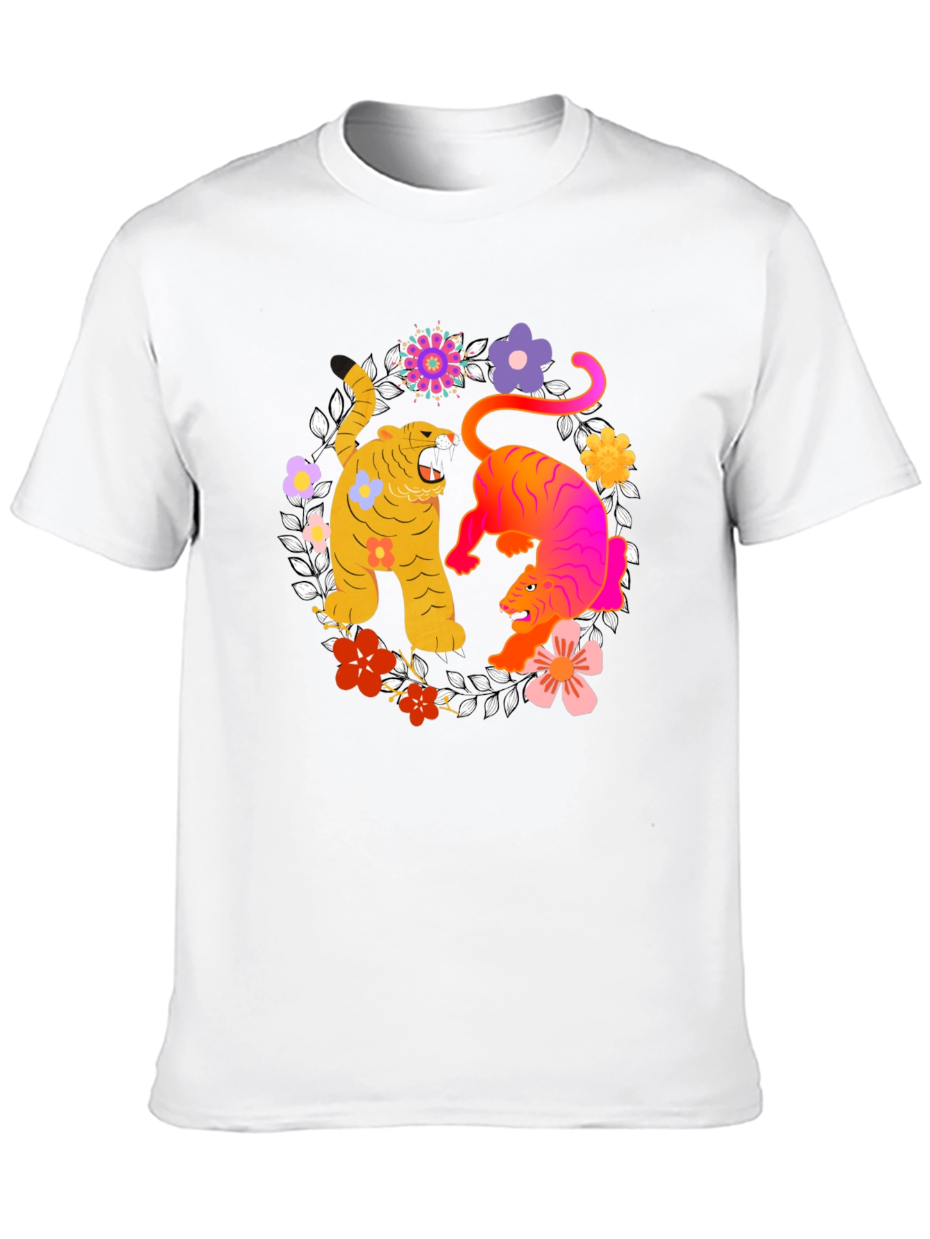 Tiger Floral Graphic Tee - Stylish Unisex Shirt
