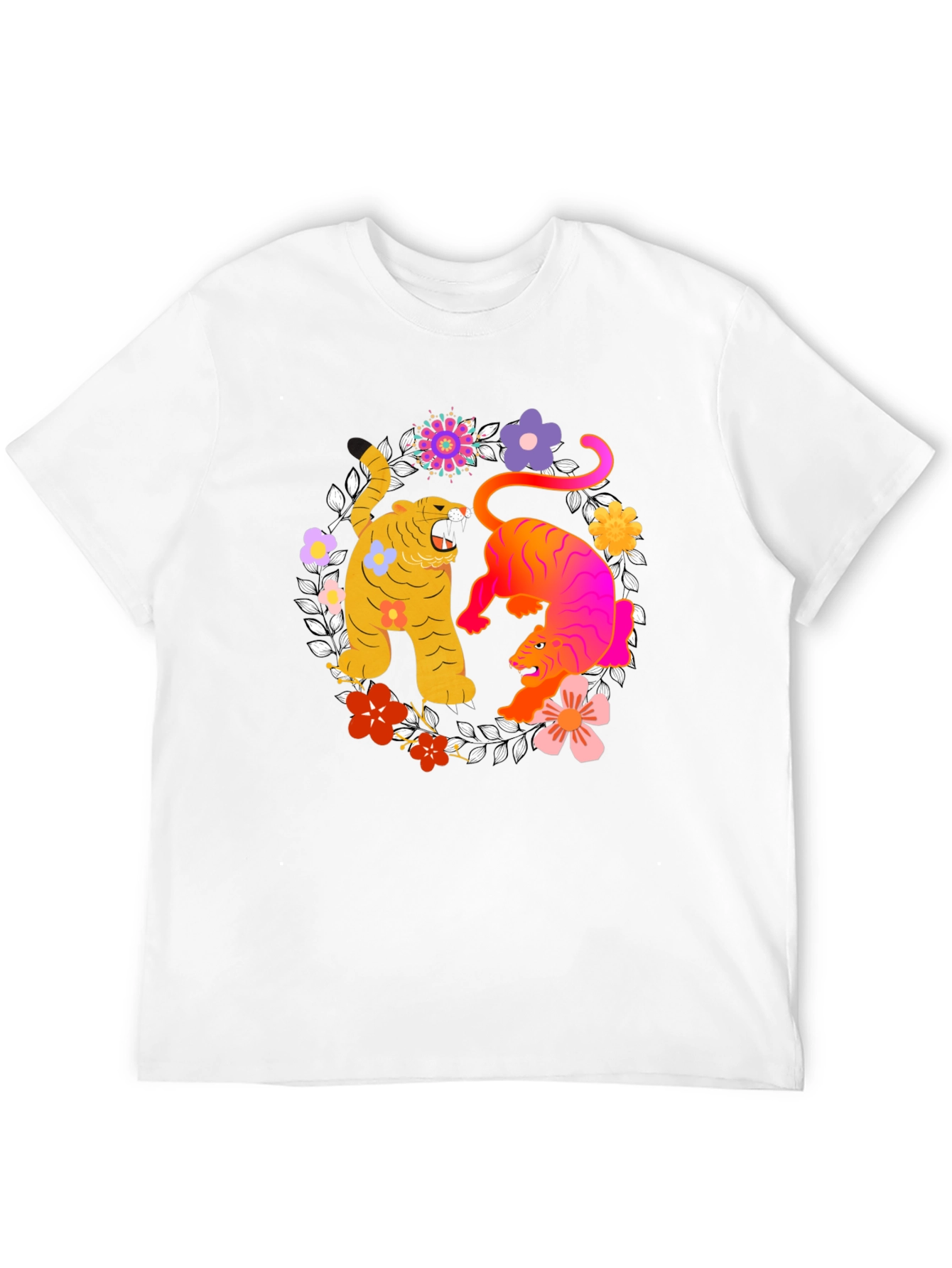 Tiger Floral Graphic Tee - Stylish Unisex Shirt