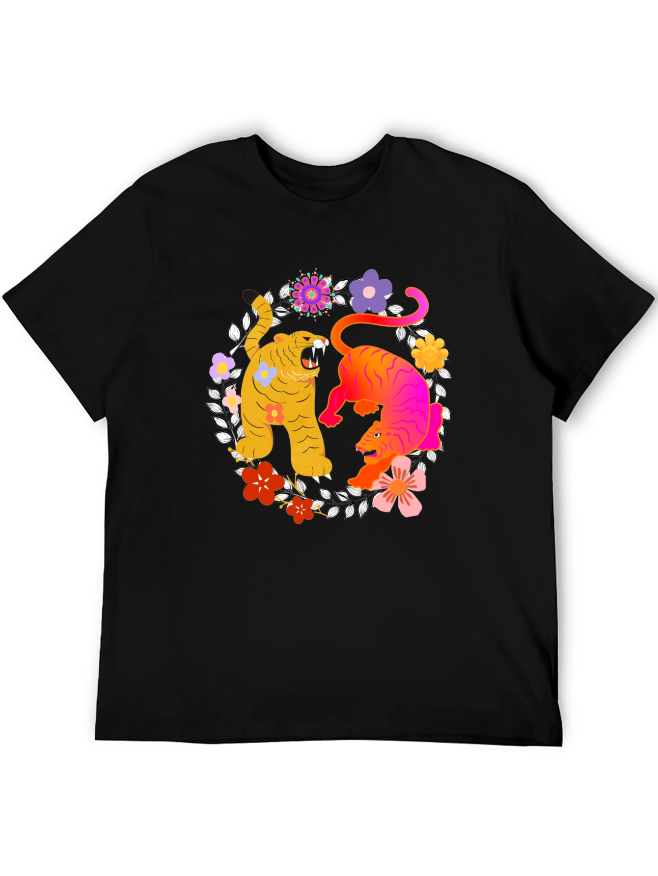 Tiger Floral Graphic Tee - Stylish Unisex Shirt