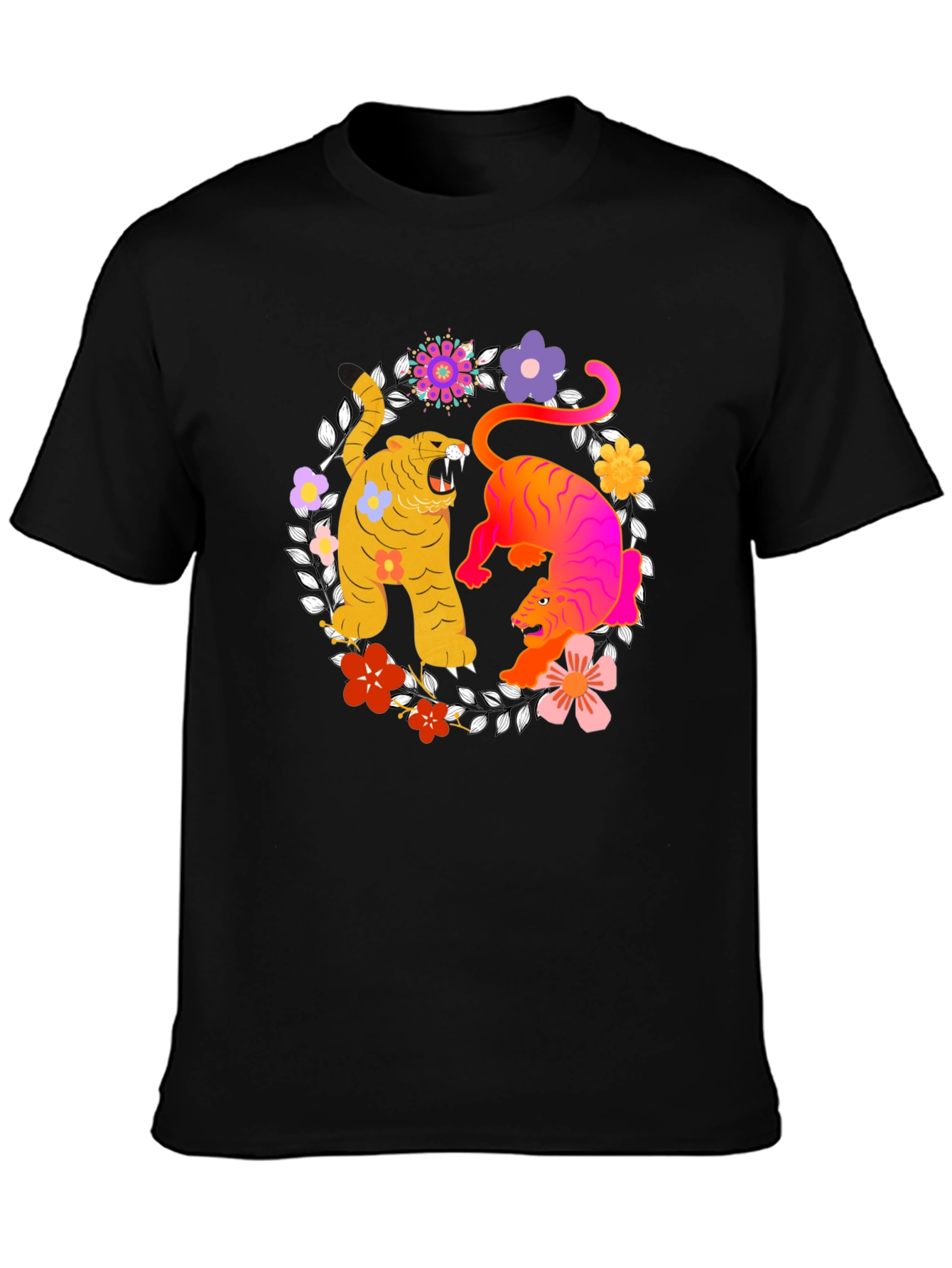 Tiger Floral Graphic Tee - Stylish Unisex Shirt