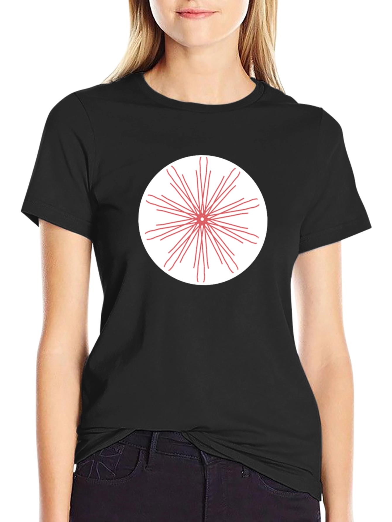 Black T-Shirt with Radial Burst Graphic