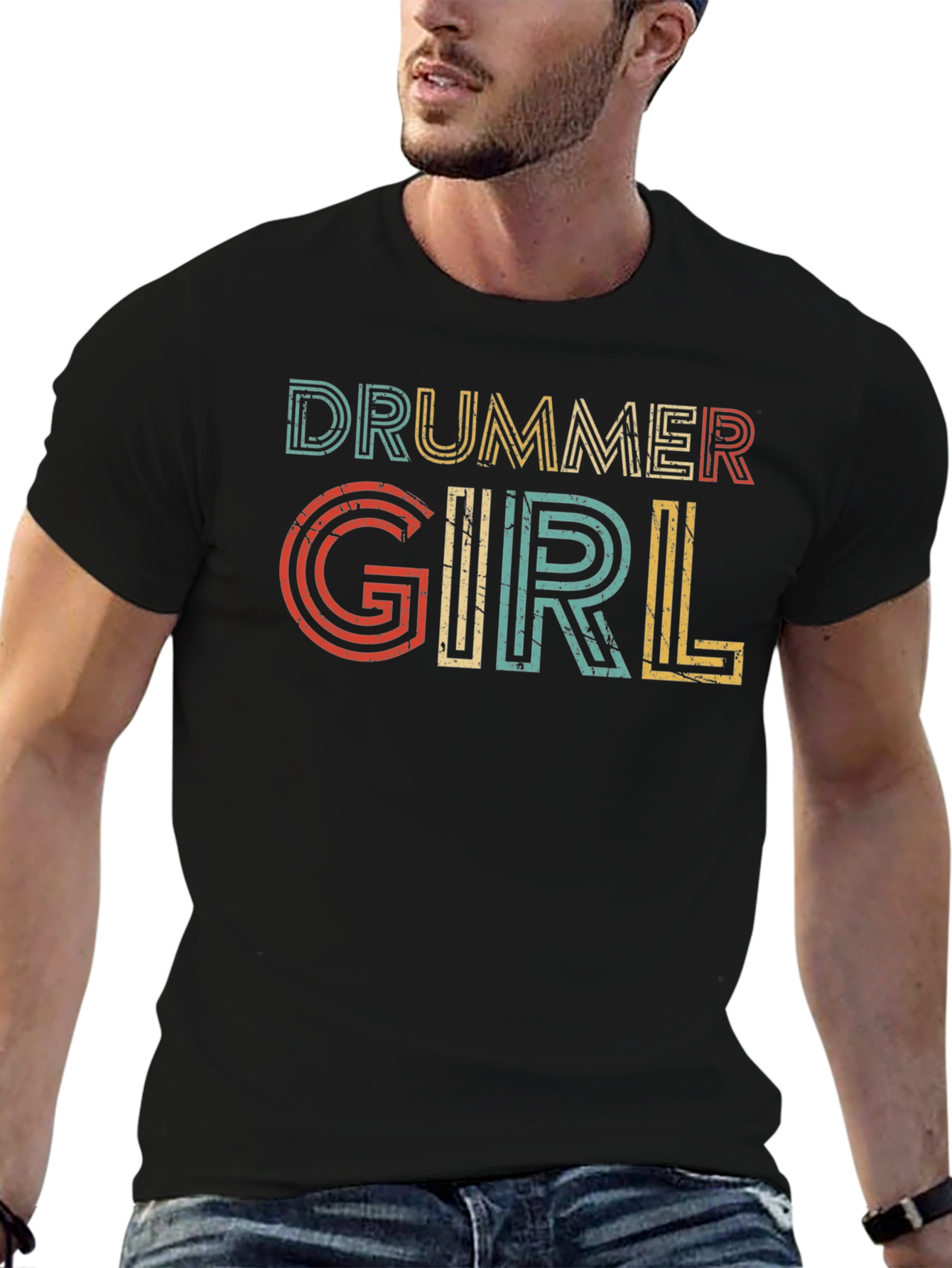 Drummer Girl Retro Style Tee