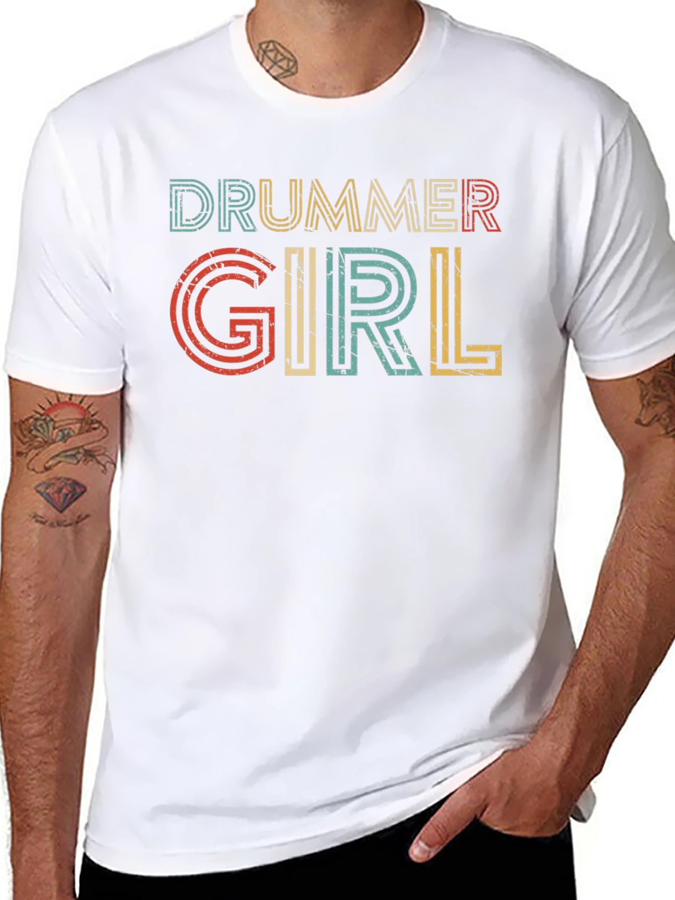 Drummer Girl Retro Style Tee