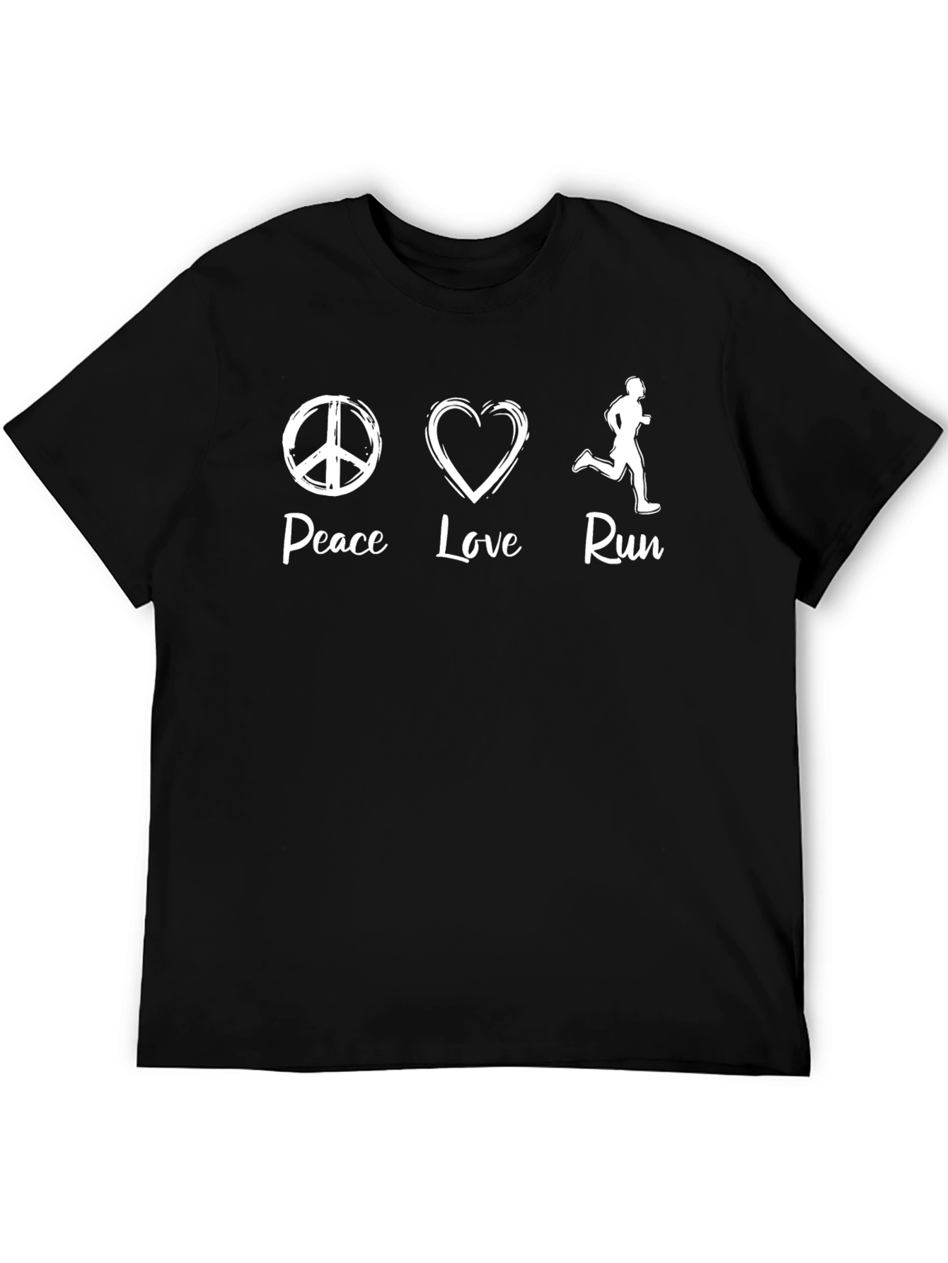 Peace Love Run T-Shirt - Black Graphic Tee