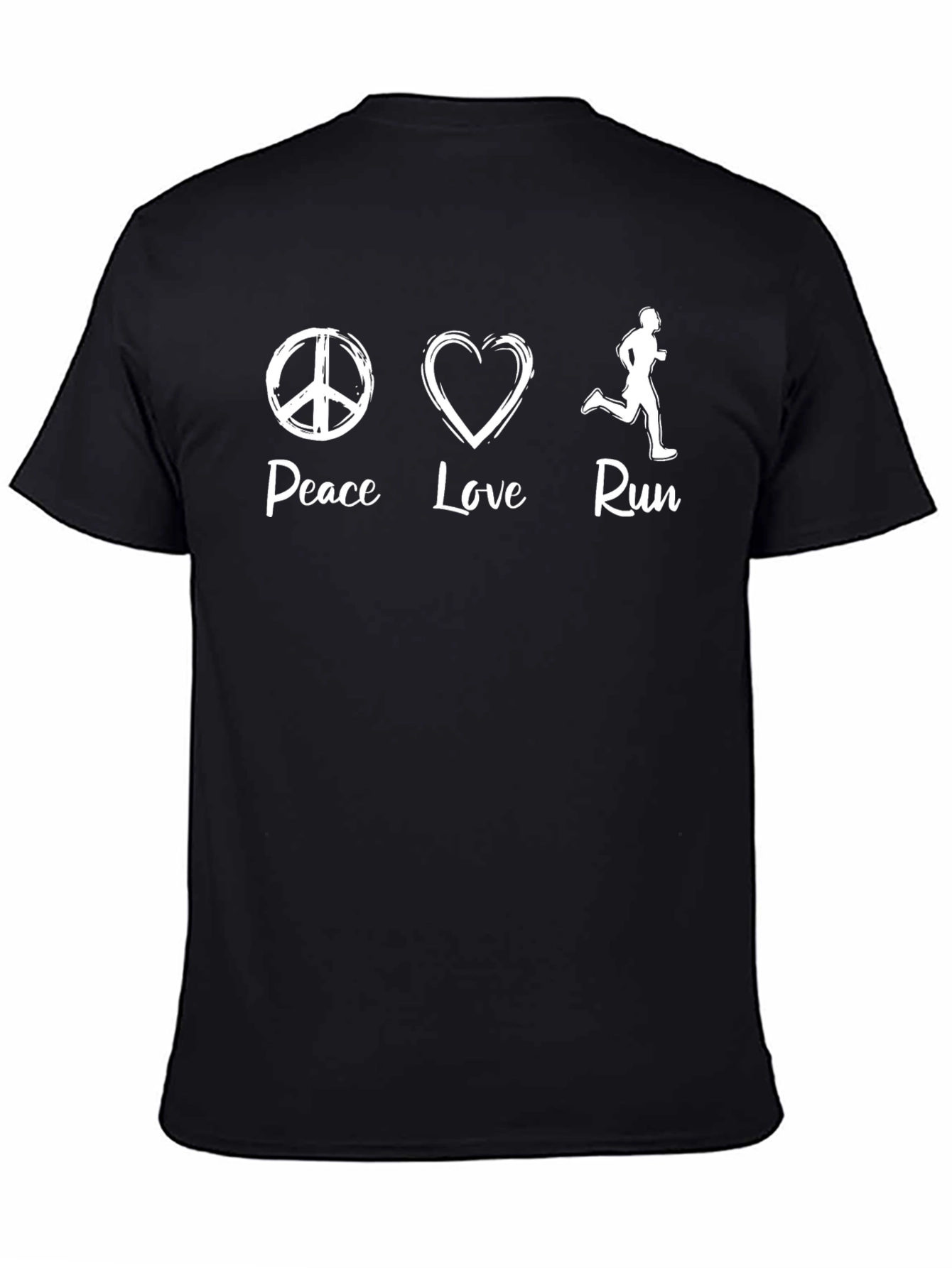 Peace Love Run T-Shirt - Black Graphic Tee
