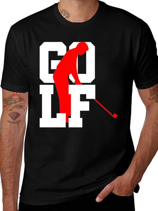 Golf Tee Black T-shirt - Golfer Silhouette