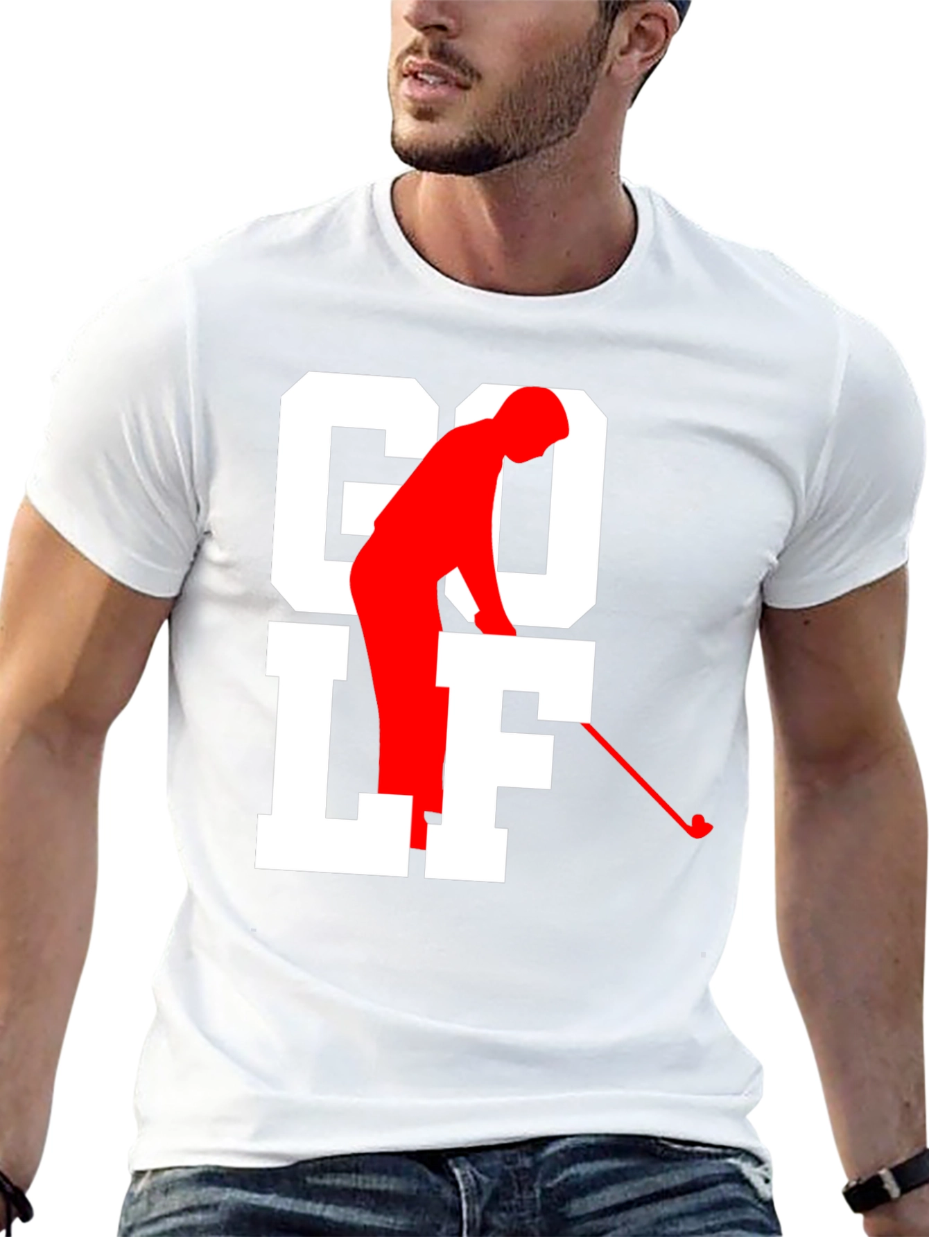 Golf Tee Black T-shirt - Golfer Silhouette