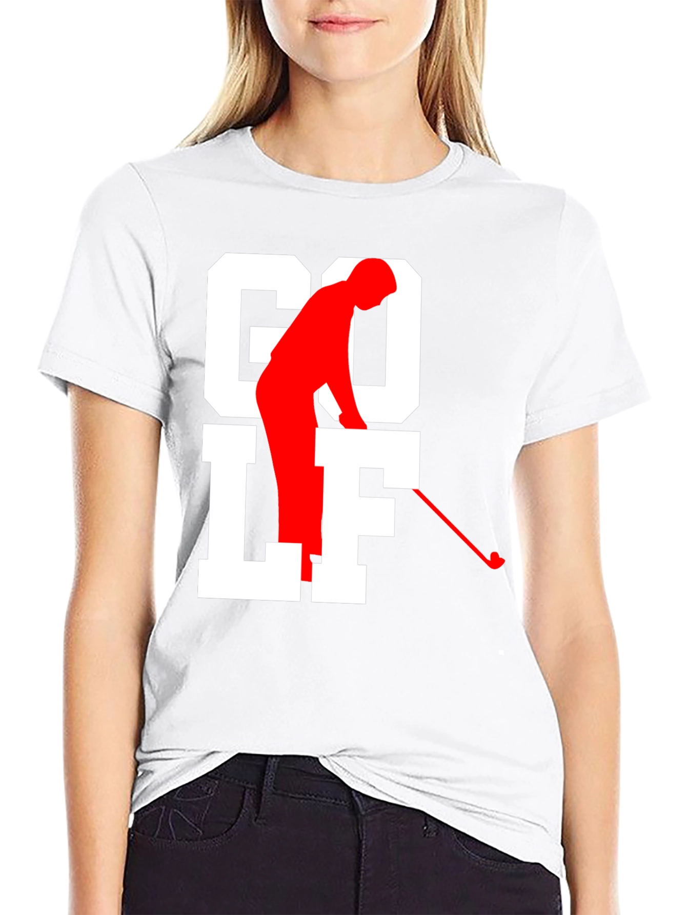 Golf Tee Black T-shirt - Golfer Silhouette