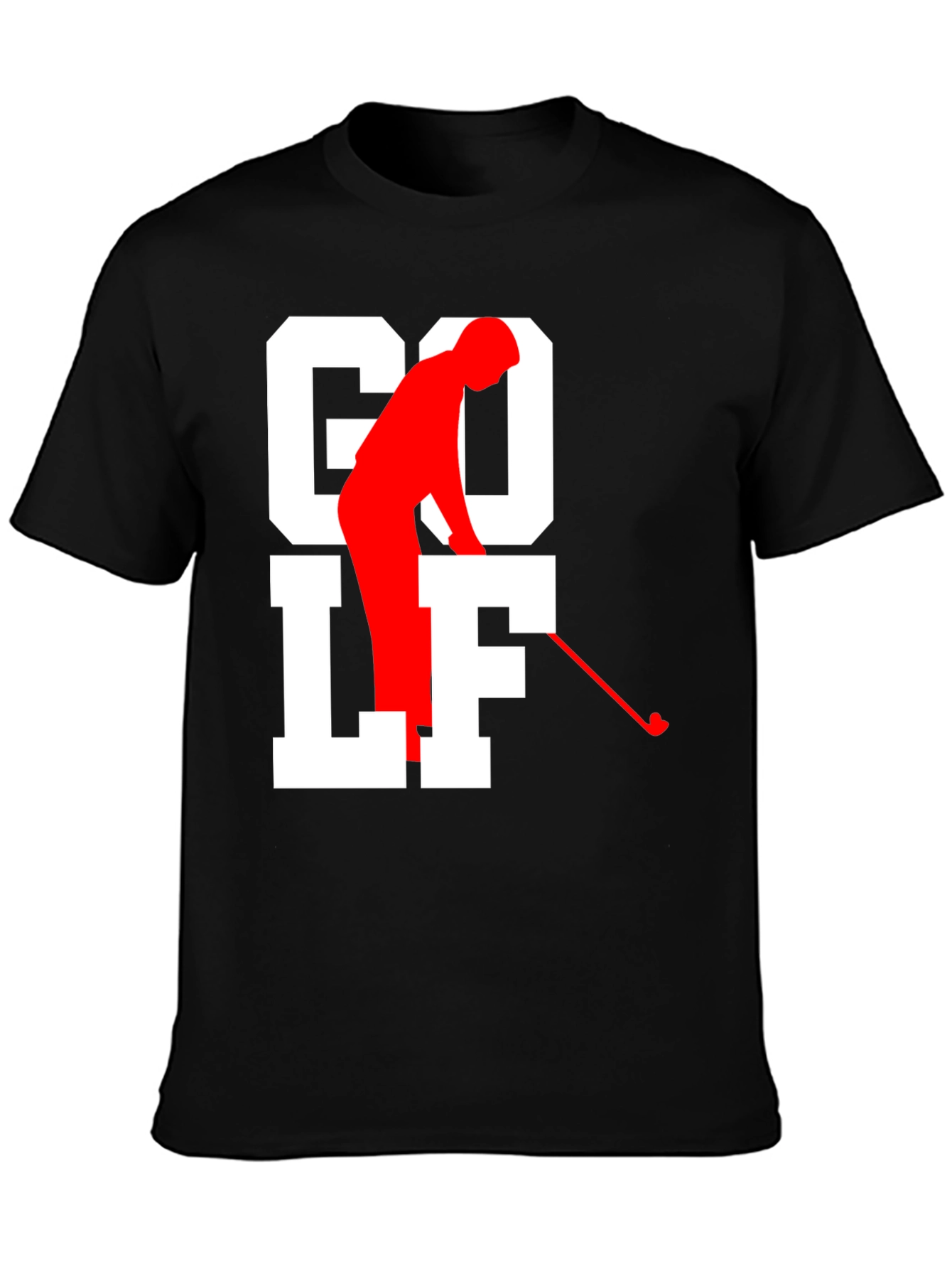 Golf Tee Black T-shirt - Golfer Silhouette