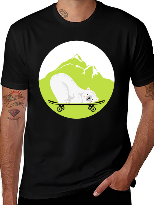Cool Bear Skateboarder Graphic Tee - Black
