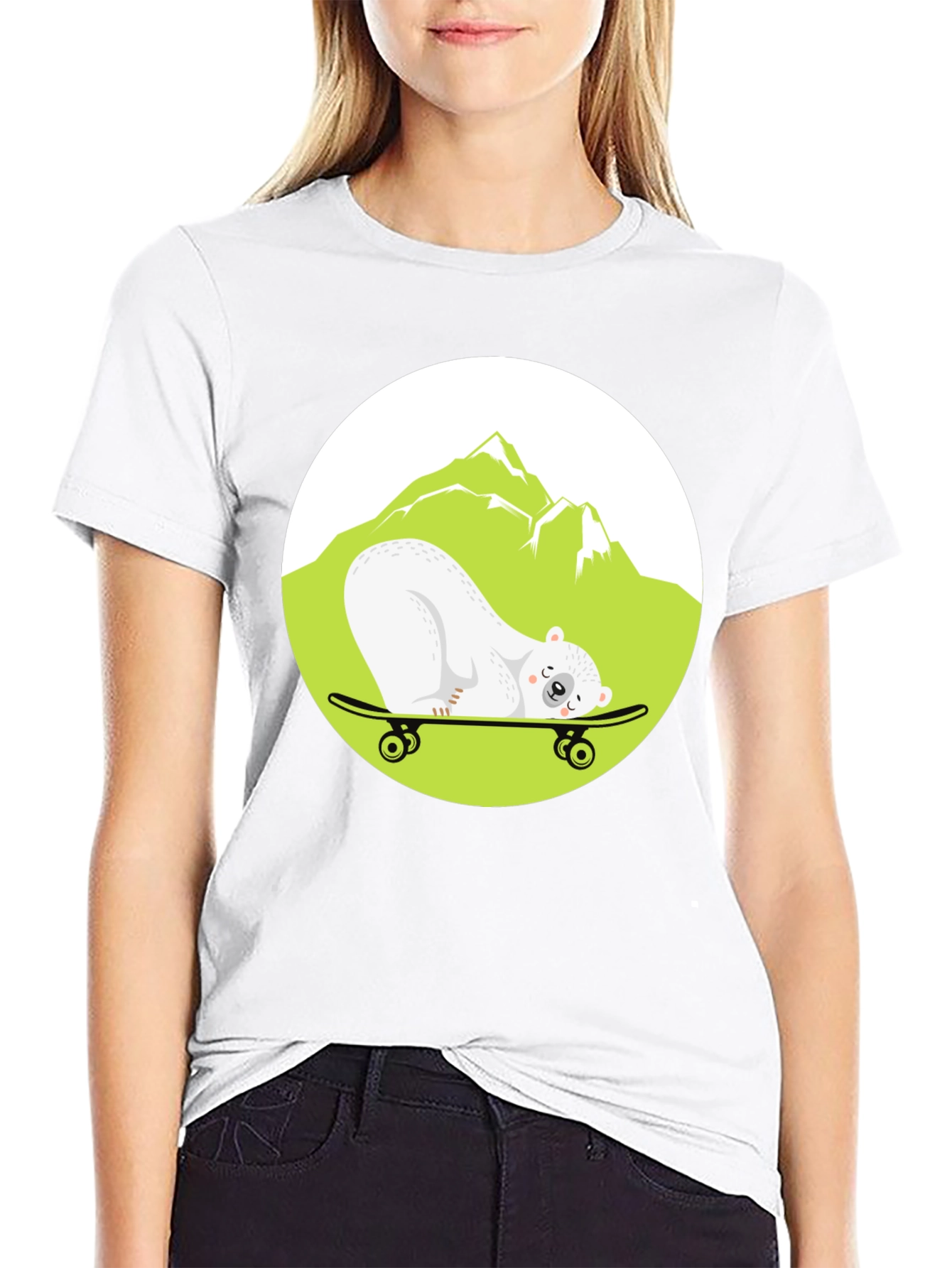 Cool Bear Skateboarder Graphic Tee - Black