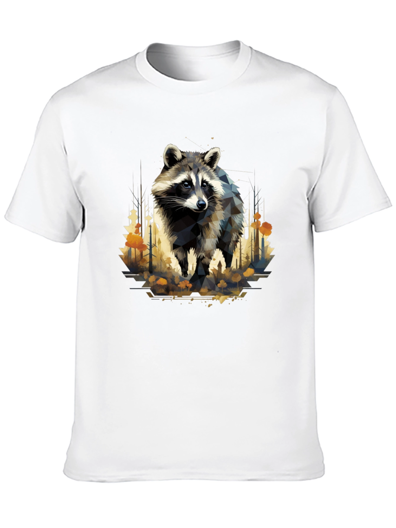 Geometric Raccoon Black T-Shirt