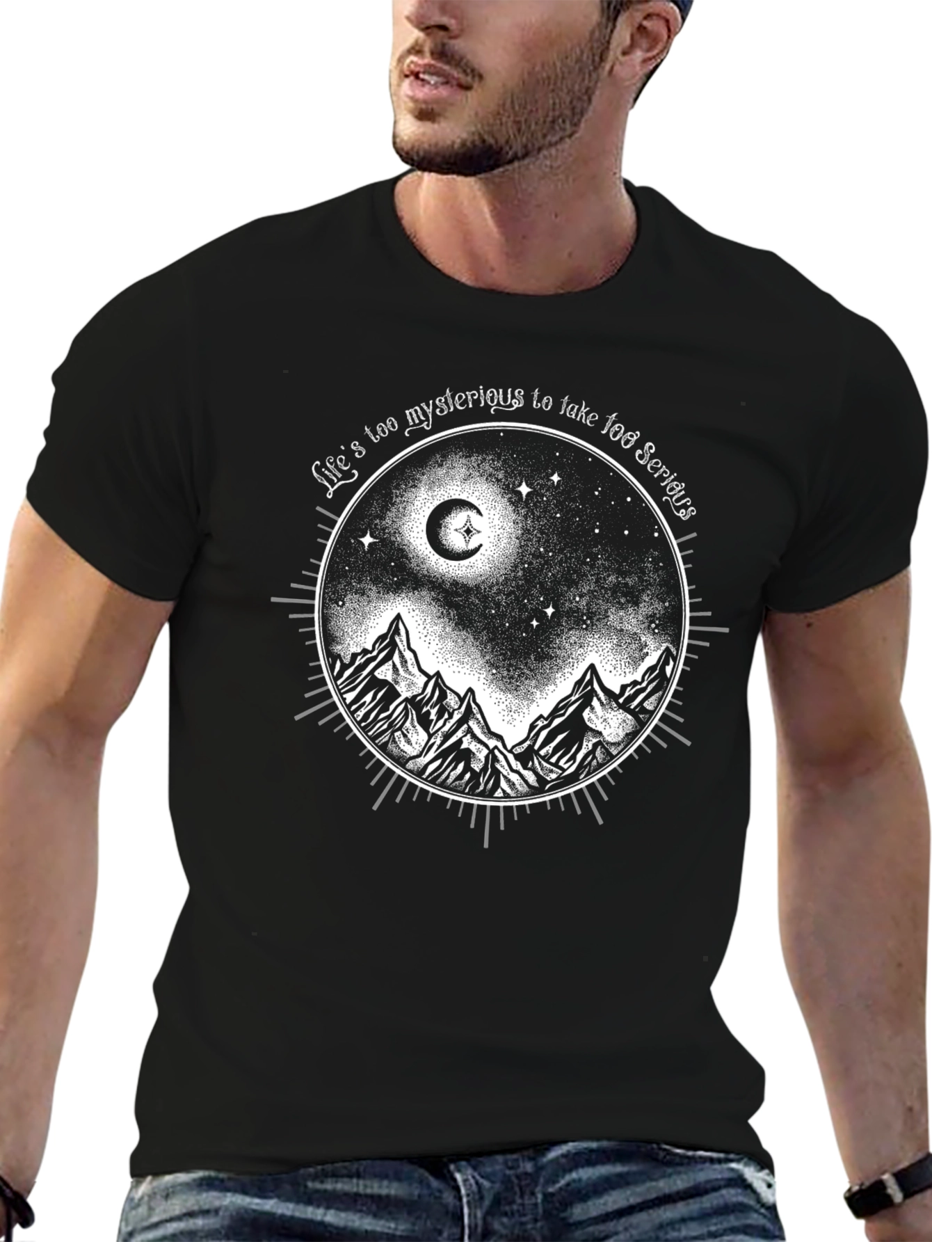 Mysterious Mountain Graphic Tee - Black