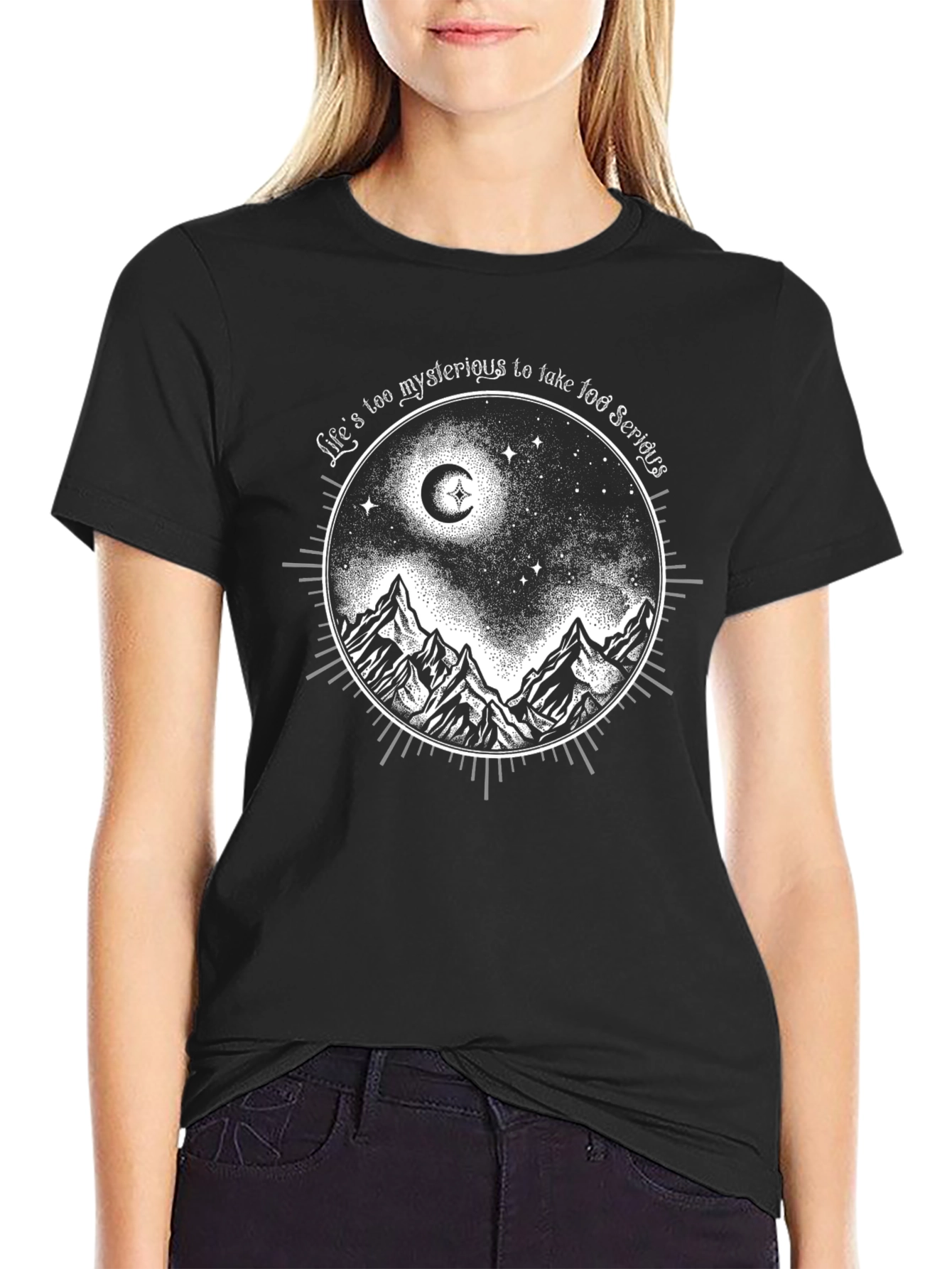 Mysterious Mountain Graphic Tee - Black