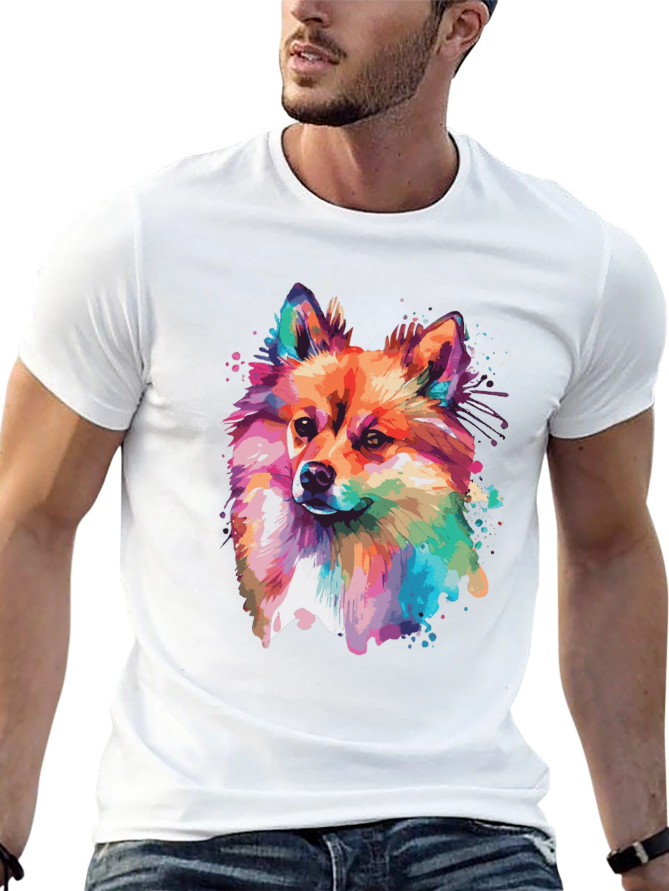 Dog Portrait Graphic Black T-Shirt