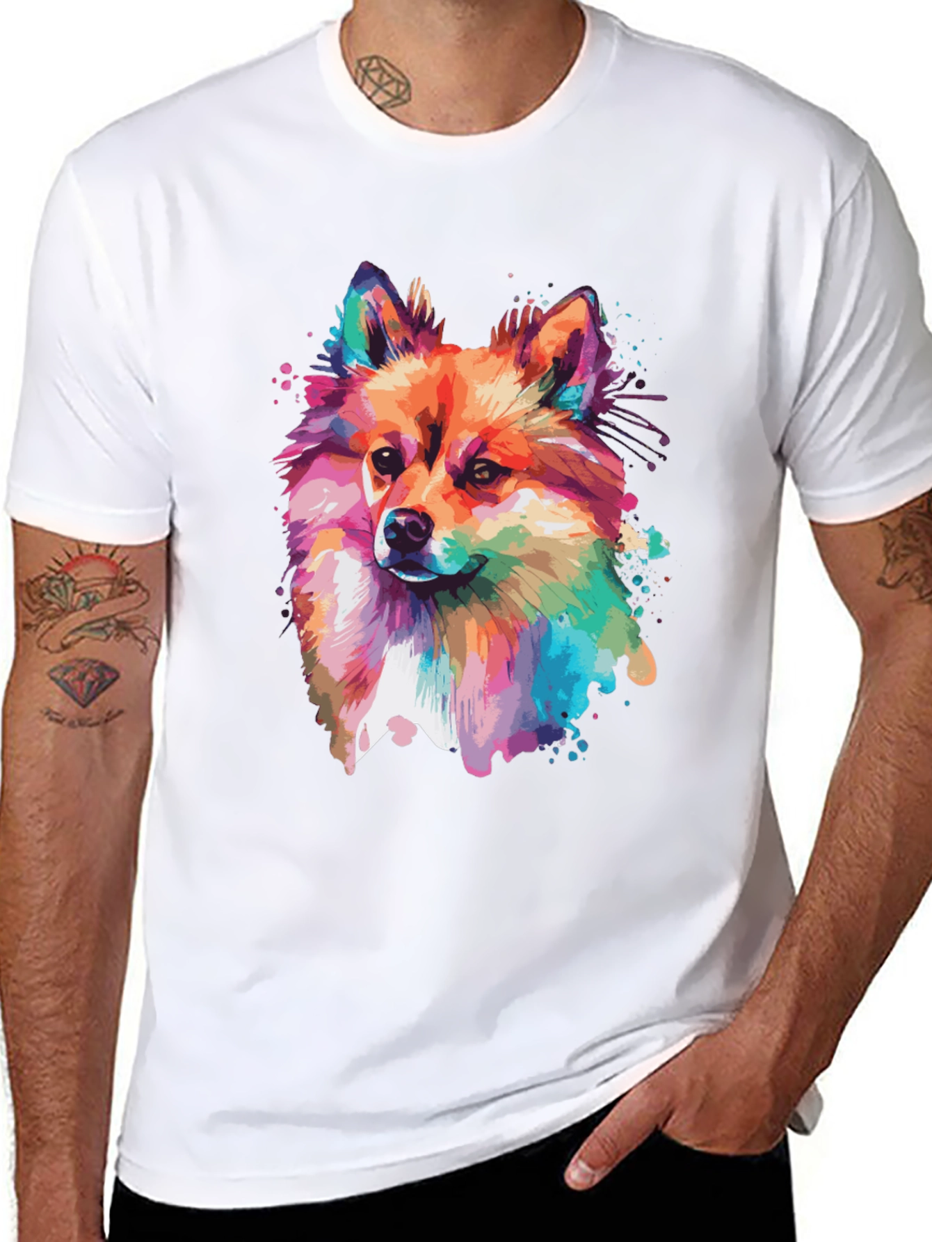 Dog Portrait Graphic Black T-Shirt