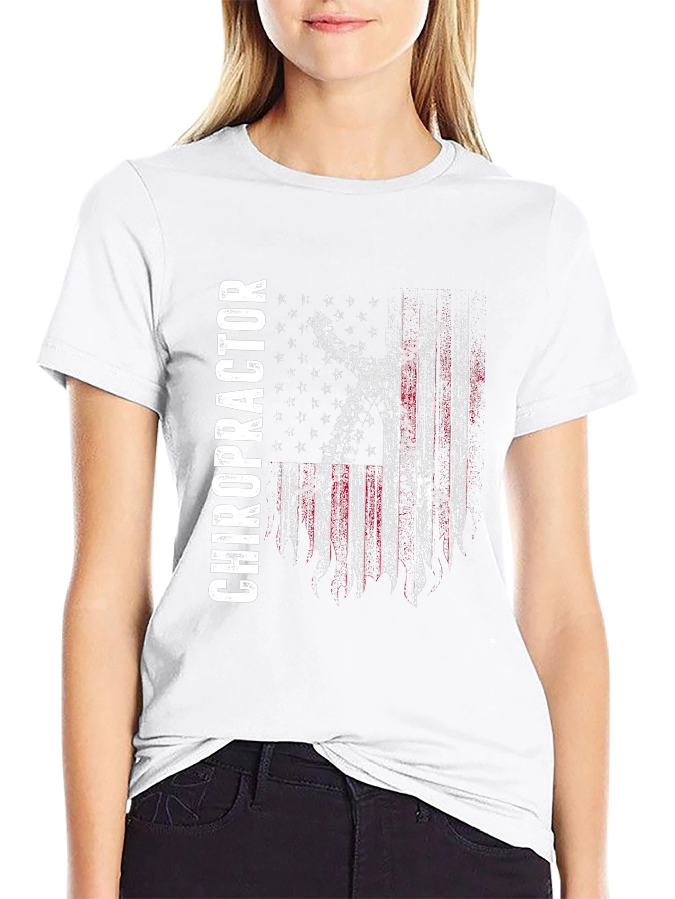 Chiropractor American Flag T-Shirt - Black