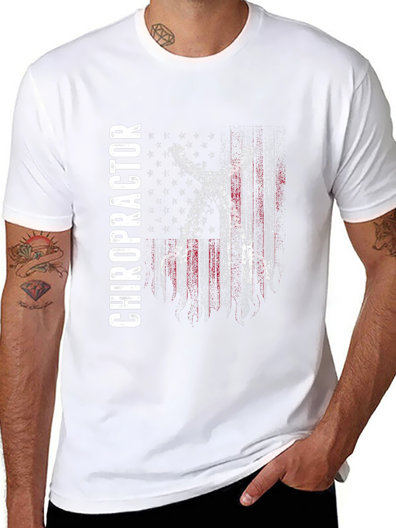 Chiropractor American Flag T-Shirt - Black