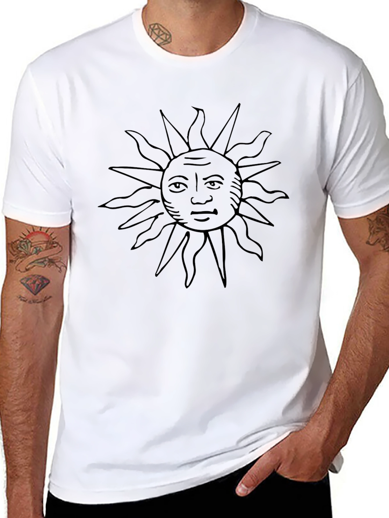 Sun Face Graphic Black T-Shirt