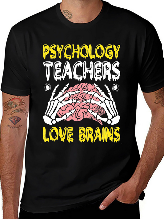 Psychology Teachers Love Brains Halloween T-Shirt