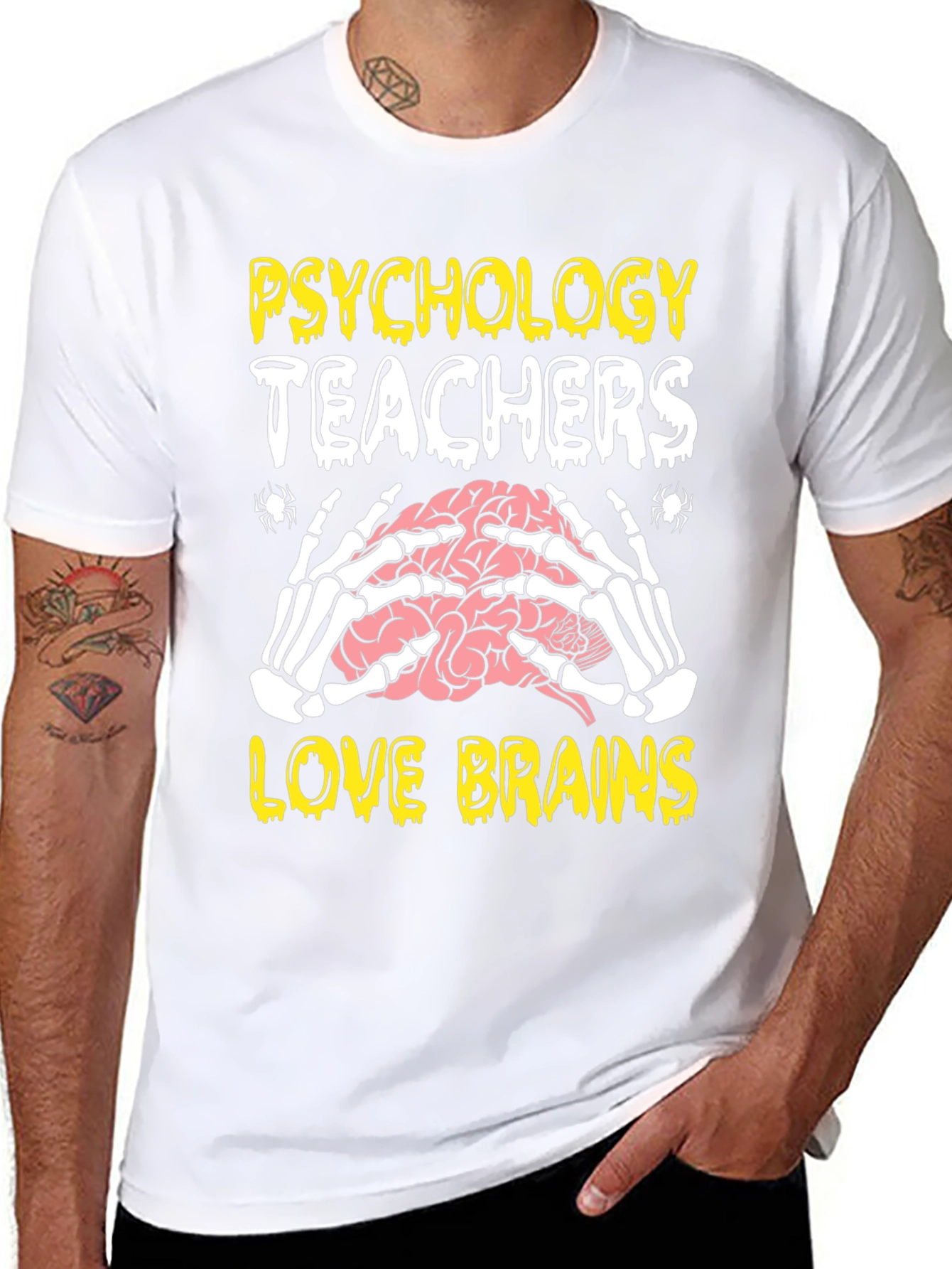 Psychology Teachers Love Brains Halloween T-Shirt