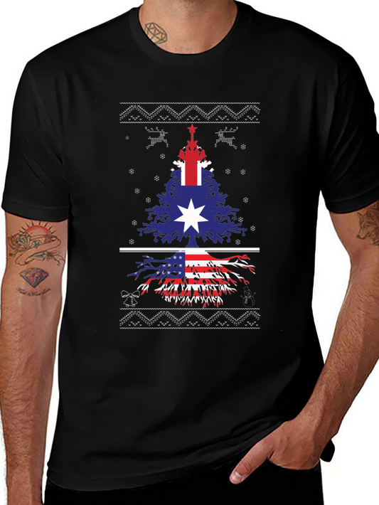 Festive Dual Flag Tree Graphic Tee