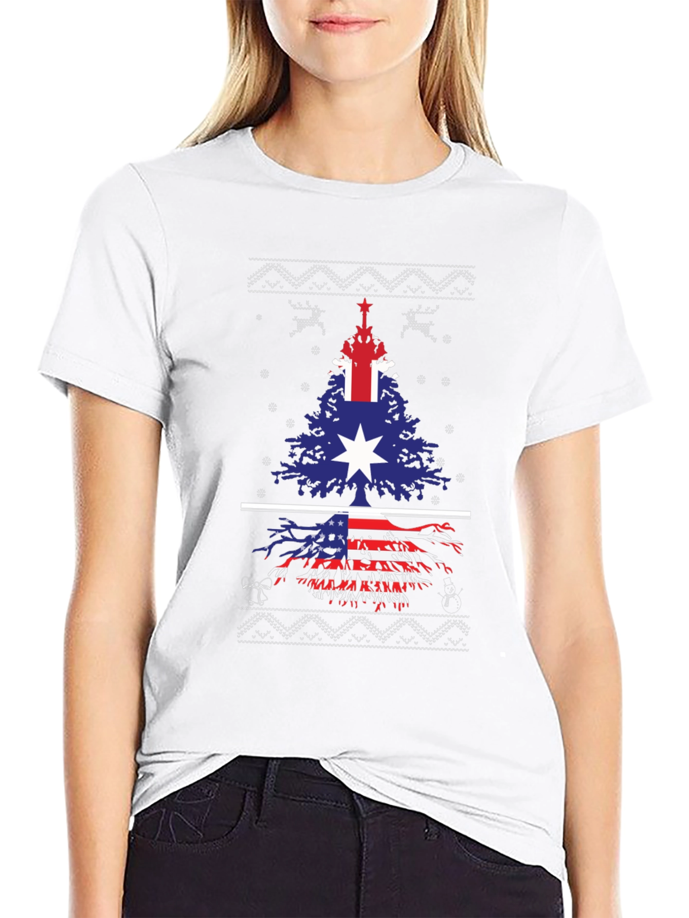 Festive Dual Flag Tree Graphic Tee