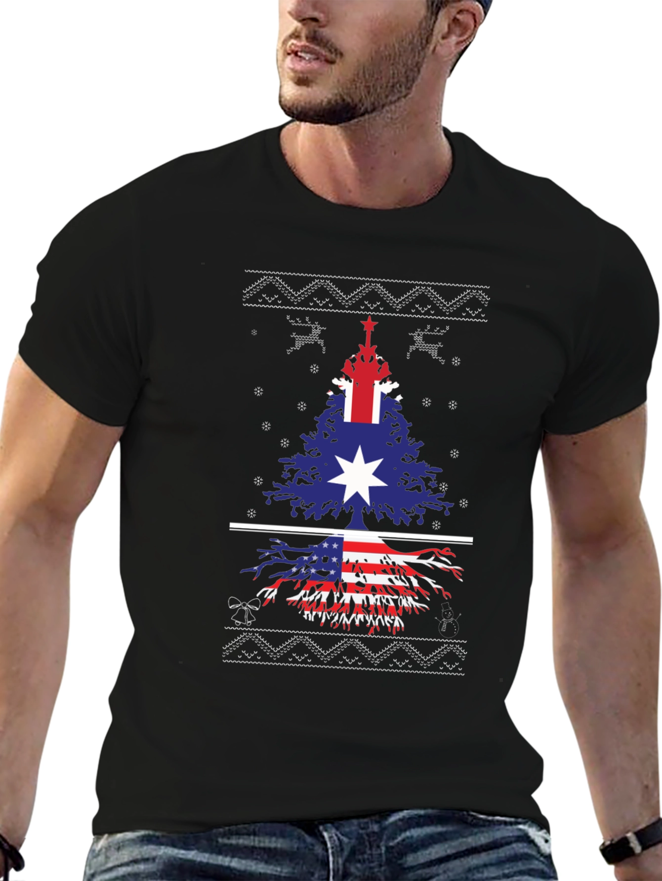 Festive Dual Flag Tree Graphic Tee