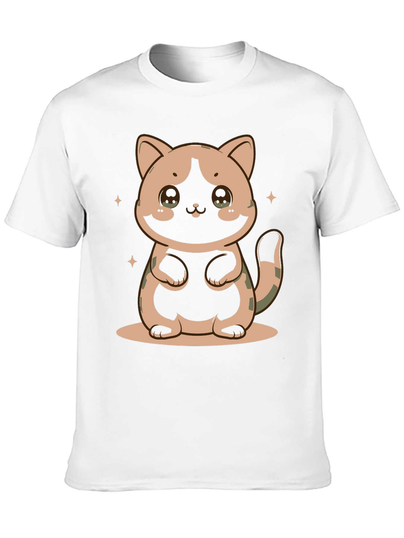 Cute Cat Graphic Print Black T-Shirt