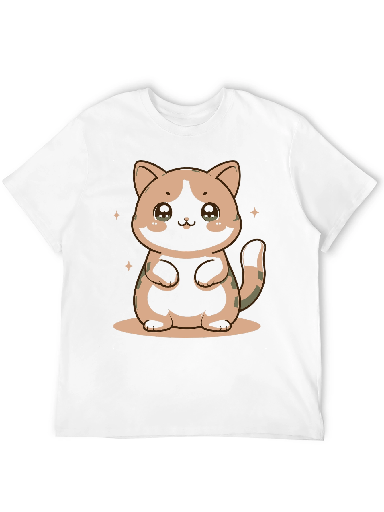 Cute Cat Graphic Print Black T-Shirt