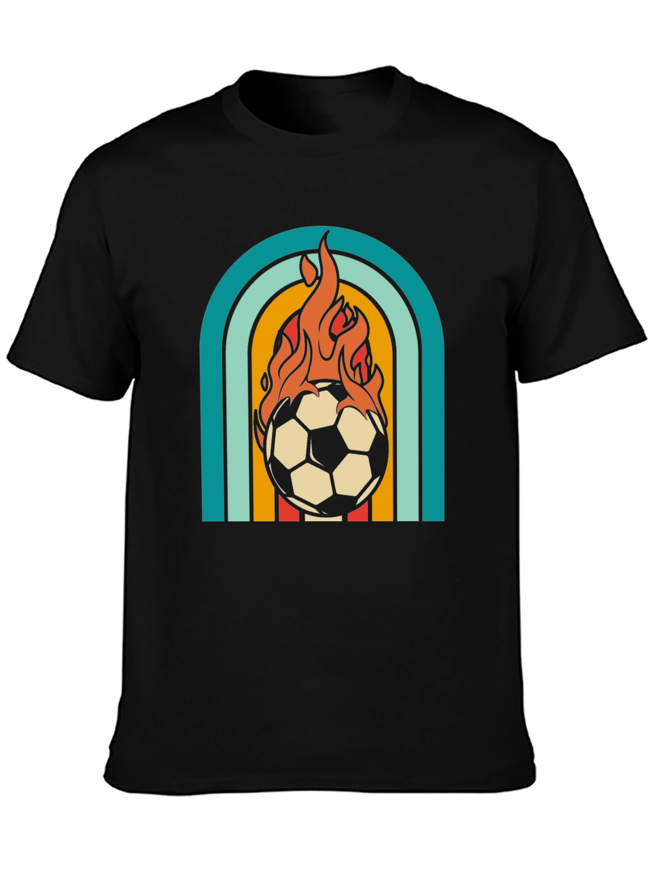 Retro Flaming Soccer Ball Graphic Tee