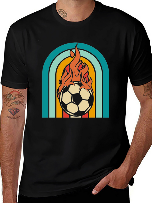 Retro Flaming Soccer Ball Graphic Tee