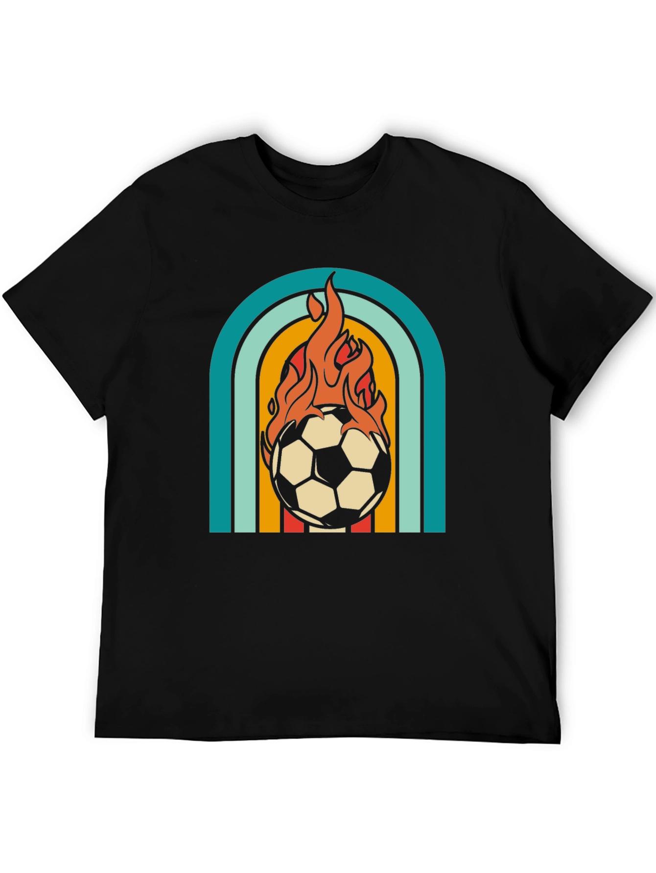 Retro Flaming Soccer Ball Graphic Tee