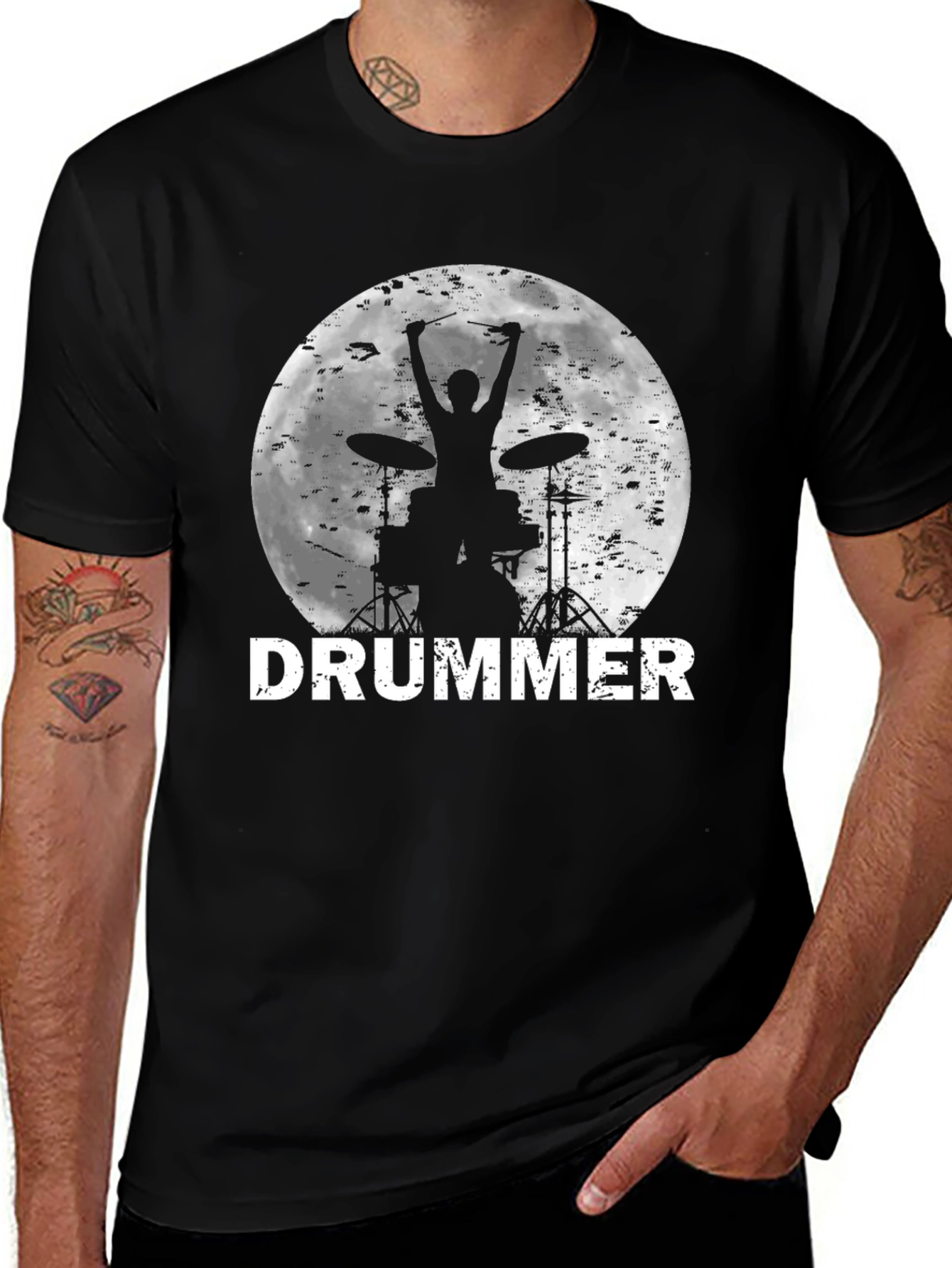 Drummer Silhouette T-Shirt - Music Lover Tee