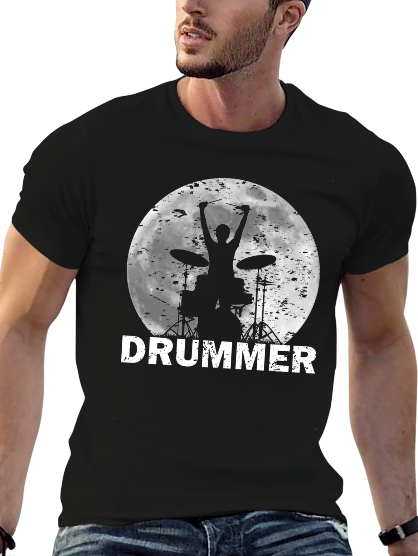 Drummer Silhouette T-Shirt - Music Lover Tee