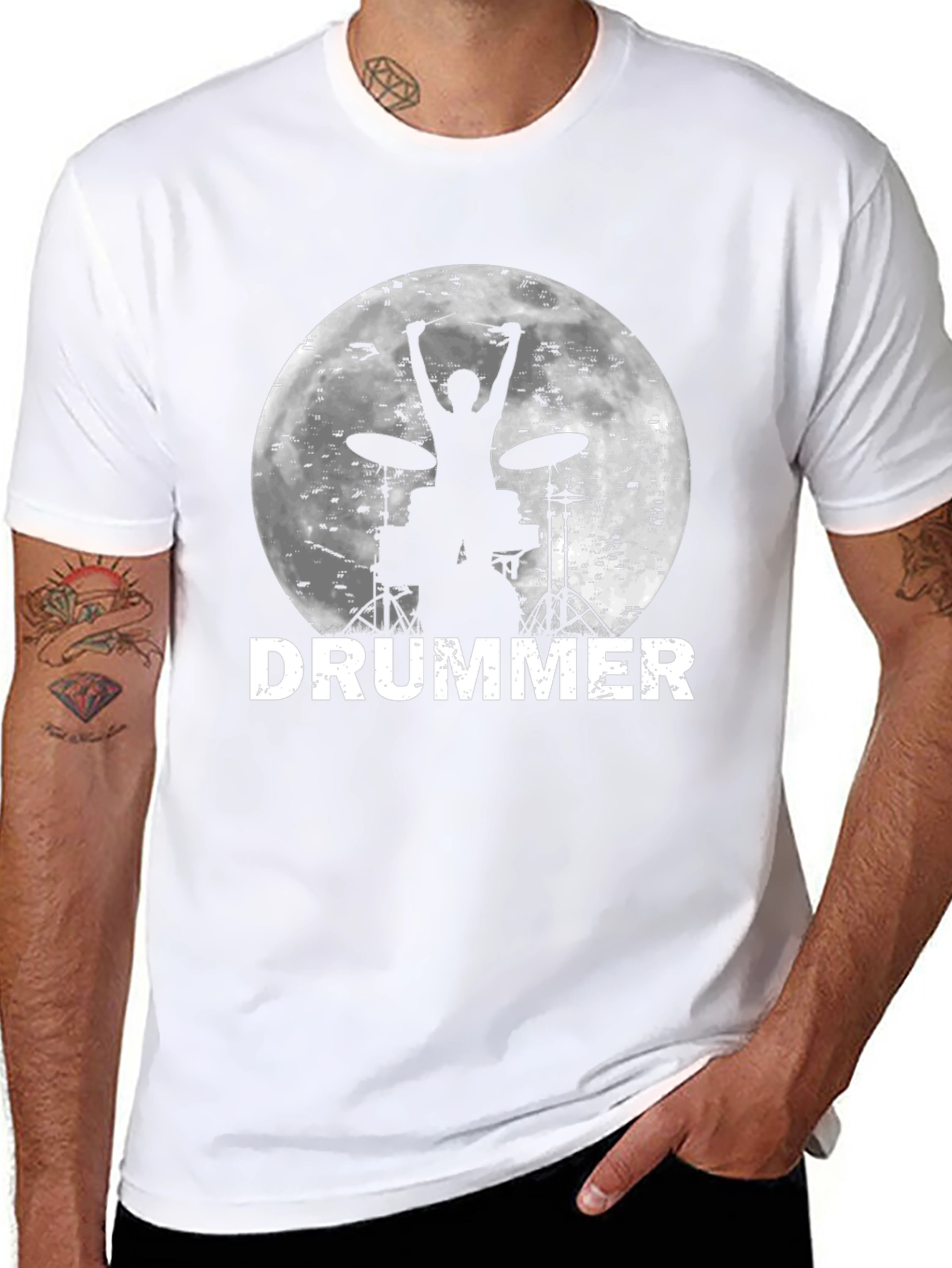 Drummer Silhouette T-Shirt - Music Lover Tee