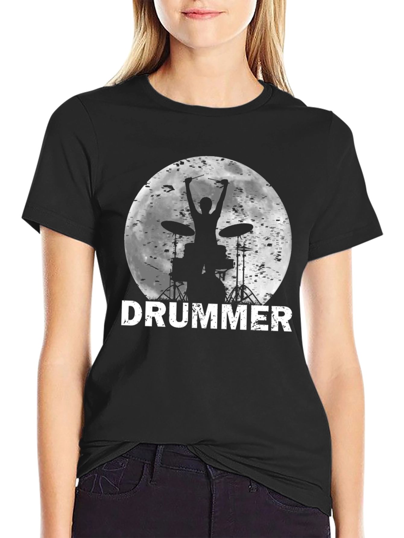 Drummer Silhouette T-Shirt - Music Lover Tee