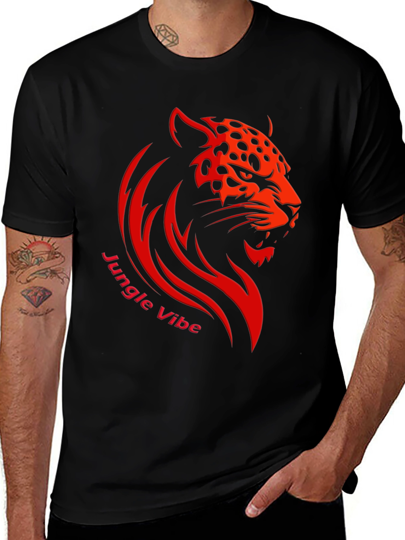 Bold Jungle Vibe Tee - Fierce Leopard Design