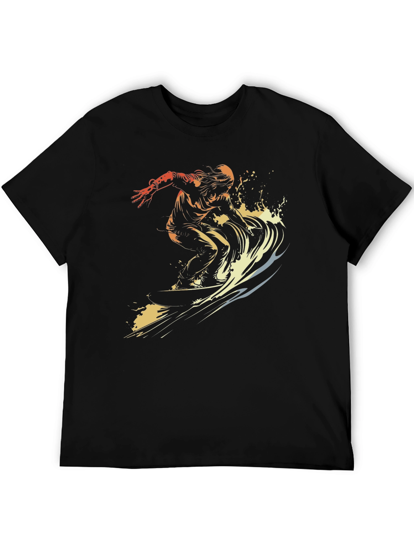 Surfer Graphic T-Shirt - Black Cotton Tee