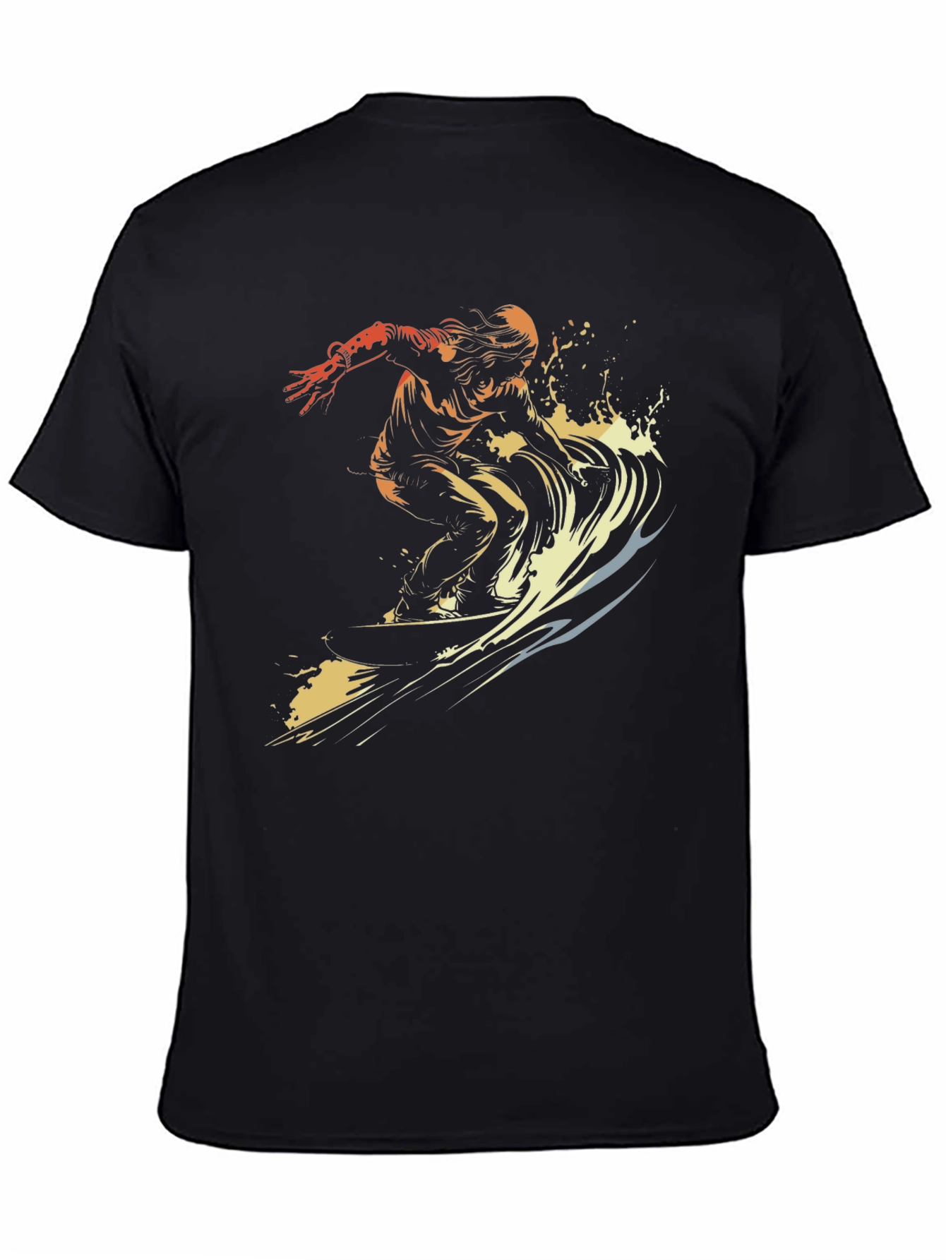 Surfer Graphic T-Shirt - Black Cotton Tee