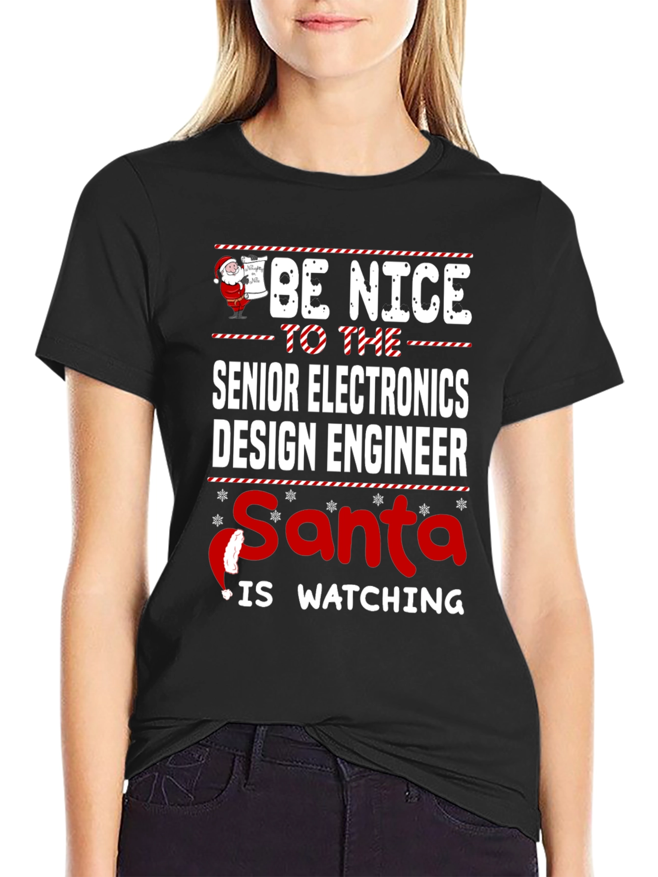 Senior Electronics Design Engineer Santa Watching T-Shirt