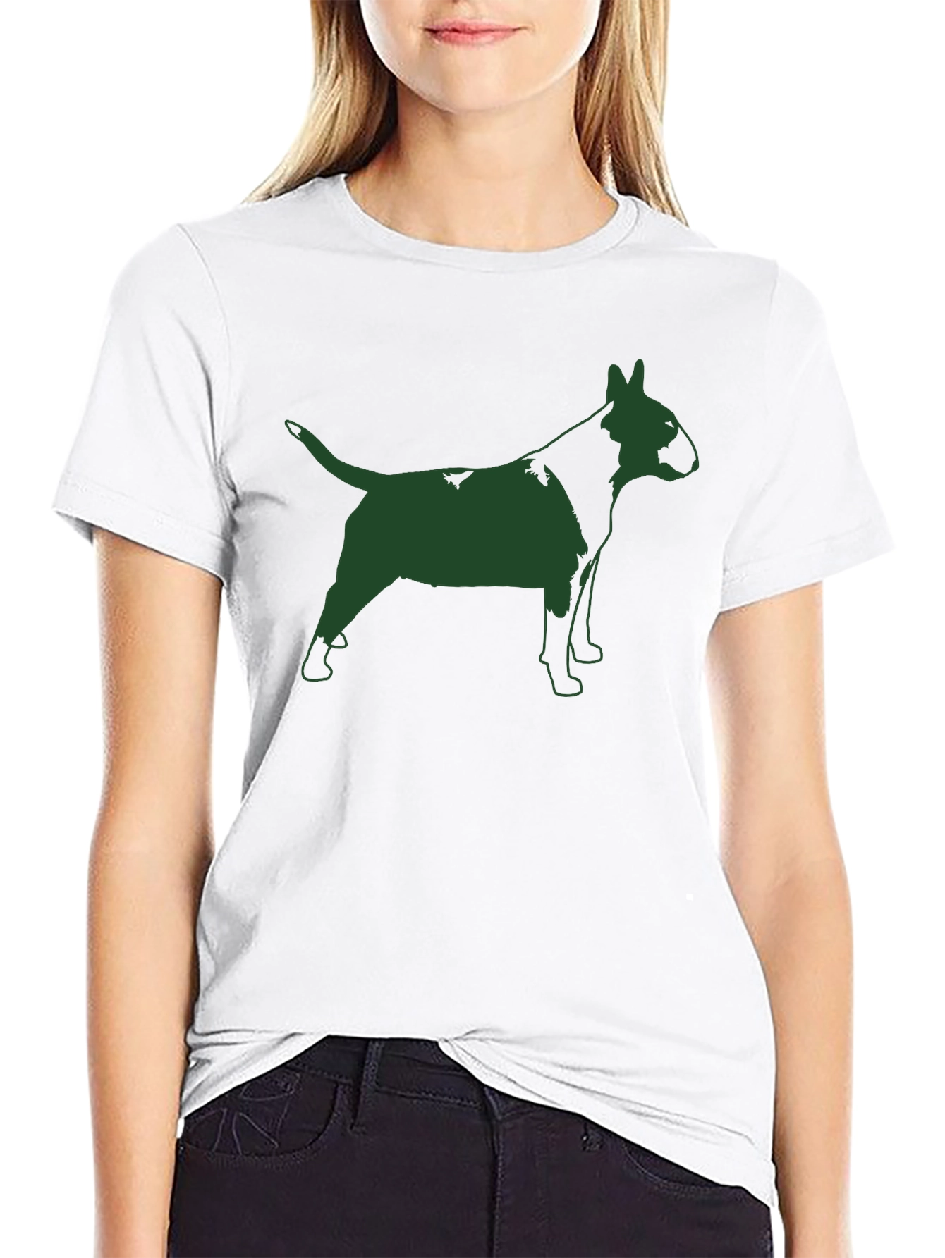 Bull Terrier Silhouette Graphic Tee - Black Cotton